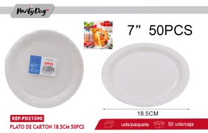 PLATO DE CARTON BLANCO 18.5CM 50PCS