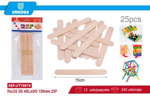 PALOS DE HELADO MADERA 15CM 25PCS