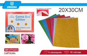 PACK 6 Estuche Goma Eva Glitter Con Autoadhesivos 20X30CM 6PCS