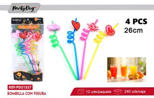 Bombilla con figura corazon 4PCS