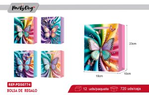 BOLSA DE REGALO MARIPOSA S 18X10X23CM X12UNI