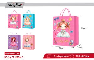 BOLSA DE REGALO PRINCESA M 26X10X32CM X12UNI