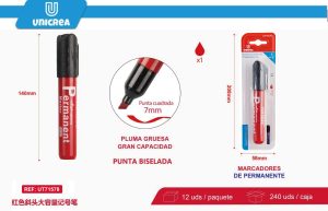 MARCADORES PERMANENTE PUNTA BISELADA 7MM ROJO