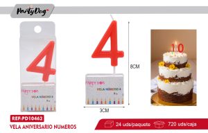 VELA NUMEROS 4 PARA CUMPLEAÑOS