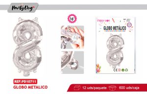 GLOBO METALICO 16″PLATEADO 8