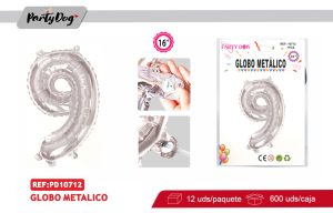 GLOBO METALICO 16″PLATEADO 9