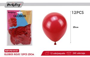 1.5G GLOBOS LATEX ROJO 12PCS 25CM R10