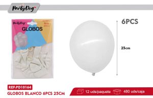 1.5G GLOBOS LATEX BLANCO 6PCS 25CM R10