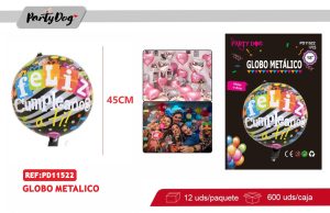 GLOBO METALIZADO 45CM FELIZ CUMPLEAÑOS