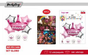 SET GLOBOS NIÑA 5PCS