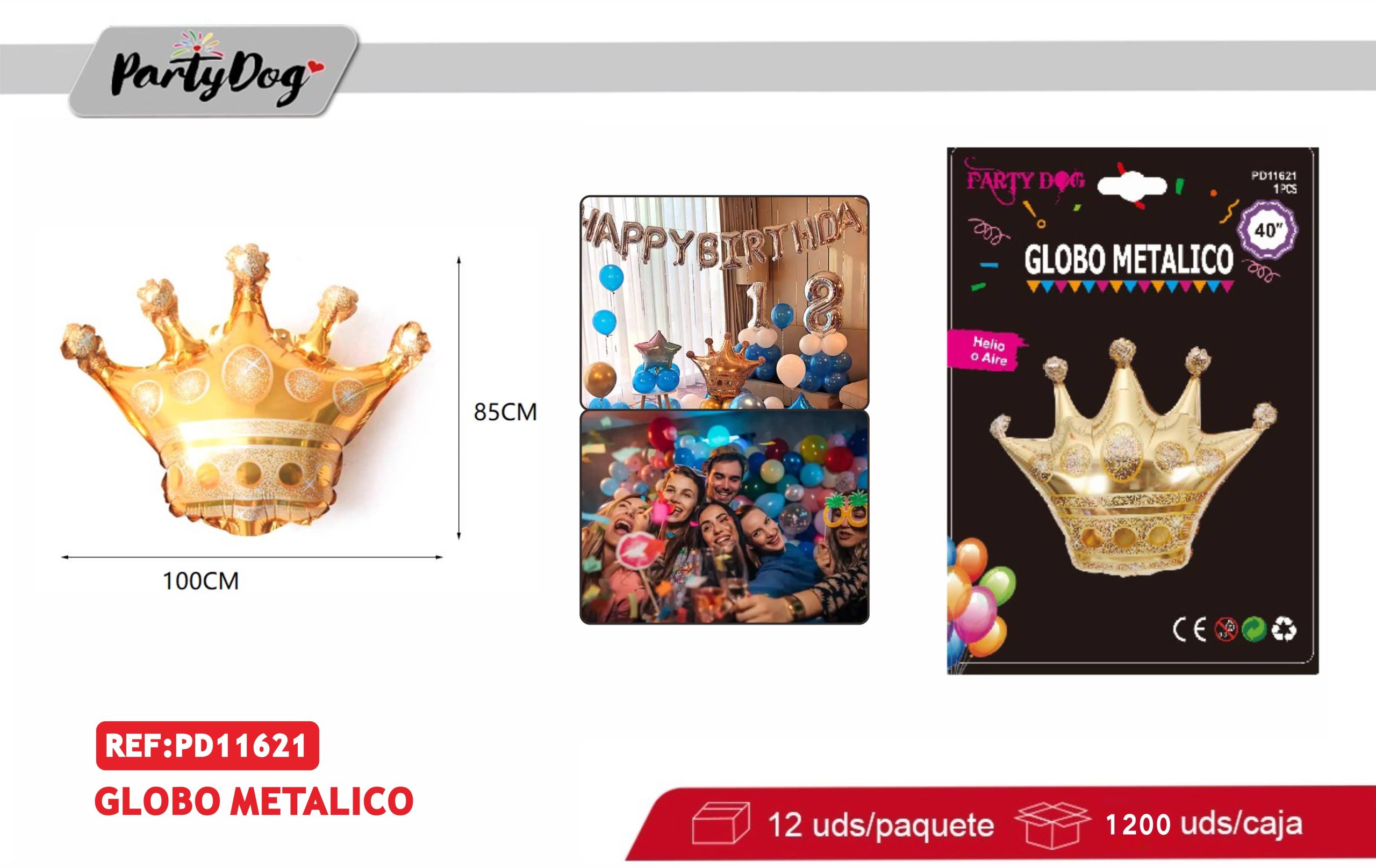 GLOBOS METALICO CORONA G 100*85CM