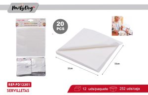 SERVILLETAS 33X33CM 20PCS BLANCO