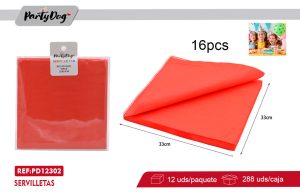 SERVILLETAS 33X33CM 16PCS ROJO
