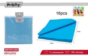 SERVILLETAS 33X33CM 16PCS CELESTE