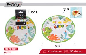 PLATOS DE CARTÓNES DINOSAURIO 10PCS