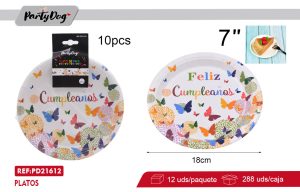 PLATOS DE CARTÓNES Mariposa 10PCS