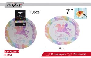 PLATOS DE CARTÓNES Unicornio 10PCS