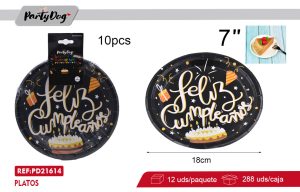 PLATOS DE CARTÓNES FELIZ CUMPLEAÑOS 10PCS