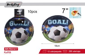 PLATOS DE CARTÓNES Futbol GOAL  10PCS