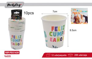 VASOS DE CARTÓNES DINOSAURIO 10PCS