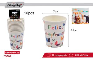 VASOS DE CARTÓNES Mariposa 10PCS
