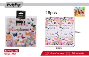 SERVILLETAS Mariposa 33CM 16PCS