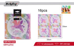 SERVILLETAS Unicornio 33CM 16PCS
