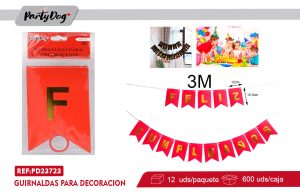 GUIRNALDAS FELIZ CUMPLEAÑOS 3M ROJO
