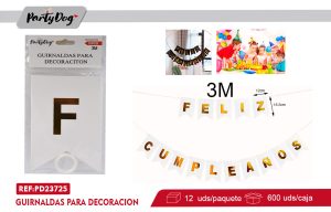 GUIRNALDAS FELIZ CUMPLEAÑOS 3M BLANCO