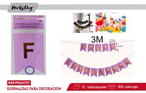 GUIRNALDAS FELIZ CUMPLEAÑOS 3M MORADO