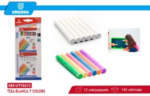 12PCS TIZA BLANCA Y 12PCS TIZA COLORES