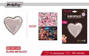 GLOBOS METALICO CORAZON 18 PULGADA PLATEADO