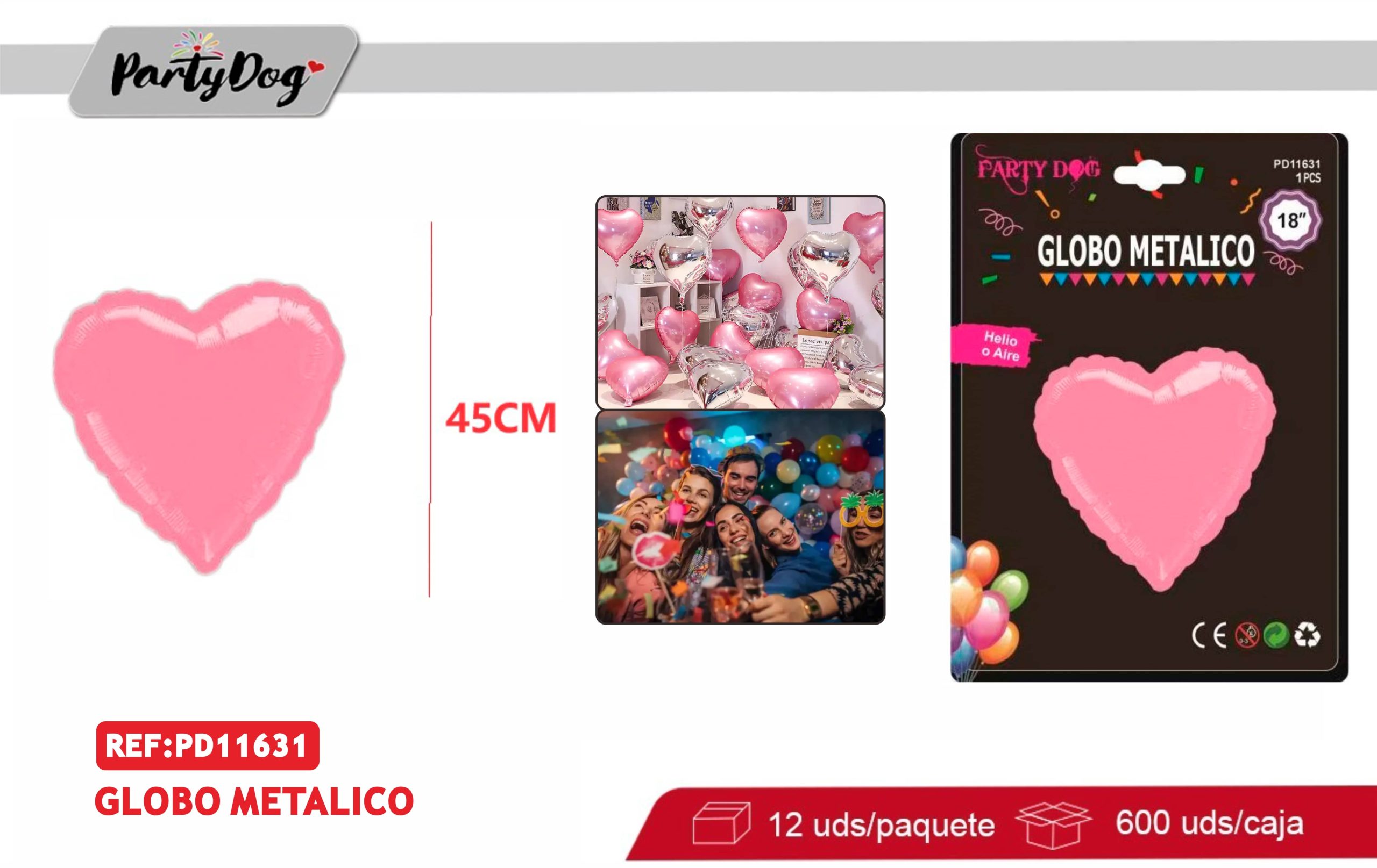 GLOBOS METALICO CORAZON 18 PULGADA RODADO