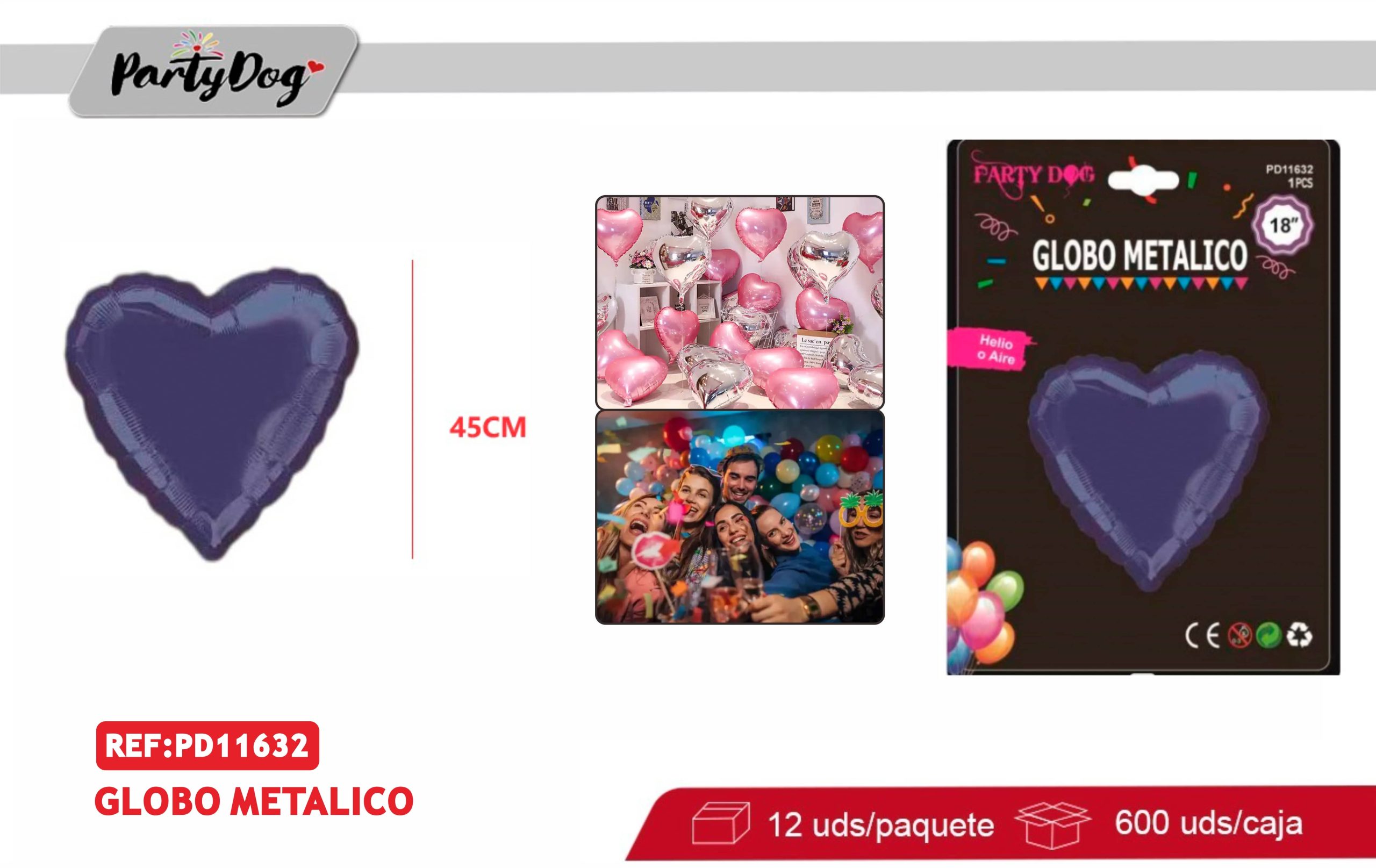 GLOBOS METALICO CORAZON 18 PULGADA AZUL