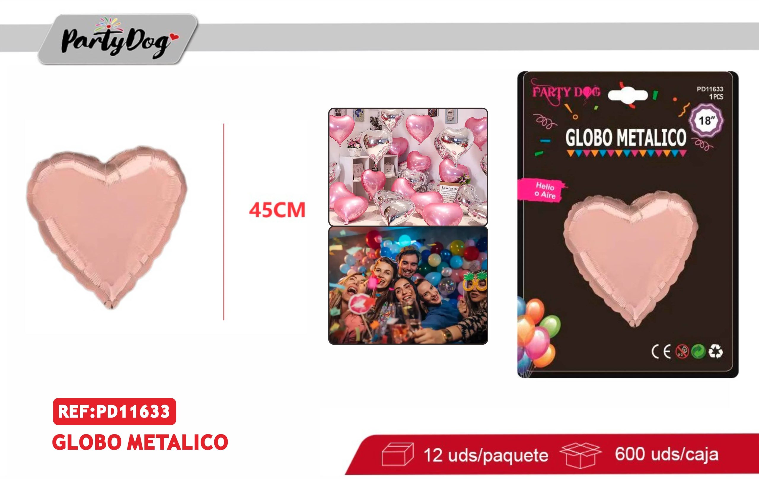 GLOBOS METALICO CORAZON 18 PULGADA ORO ROSA