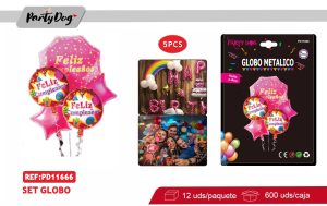 SET DE GLOBOS METALICO 5PCS ROJO