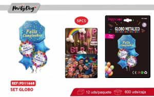 SET DE GLOBOS METALICO 5PCS AZUL