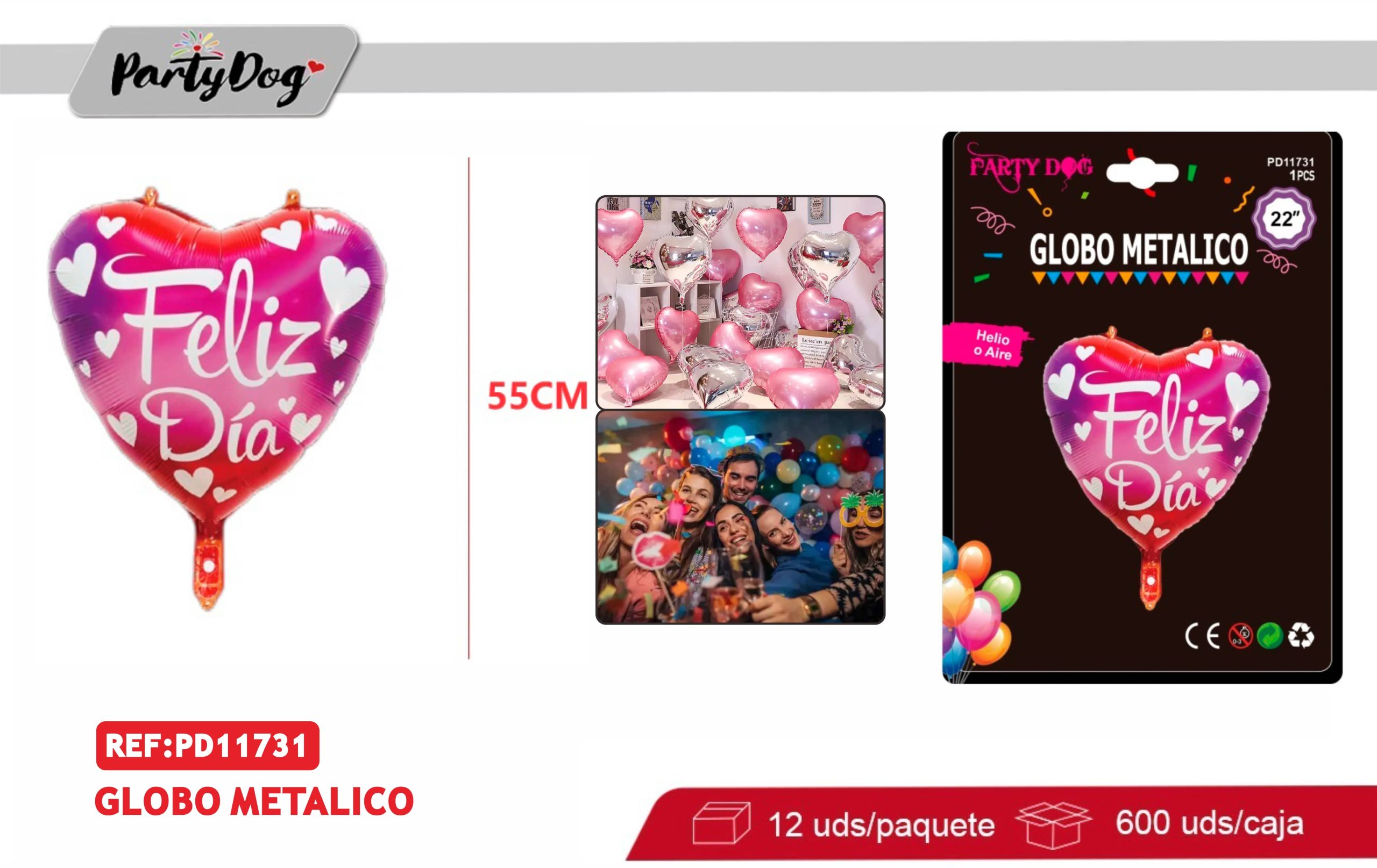 GLOBOS METALICO 22 PULGADA CORAZON FELIZ DIA