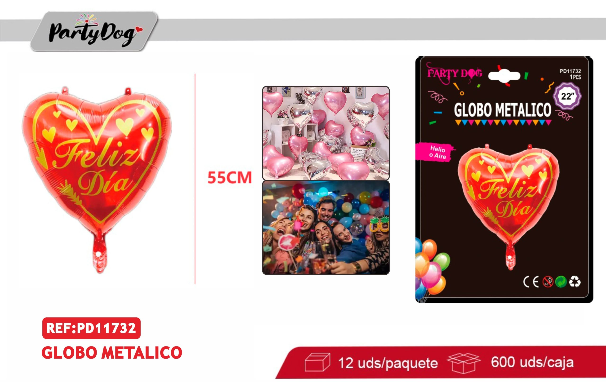 GLOBOS METALICO 22 PULGADA CORAZON FELIZ DIA