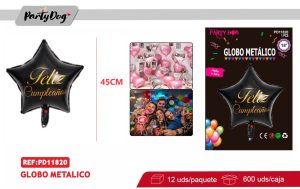 GLOBO METALIZADO ESTRELLA 45CM FELIZ CUMPLEAÑOS