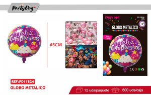 GLOBO METALIZADO 45CM FELIZ CUMPLEAÑOS