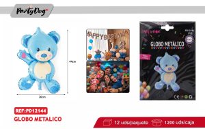 MINI GLOBO METALICO OSO AZUL