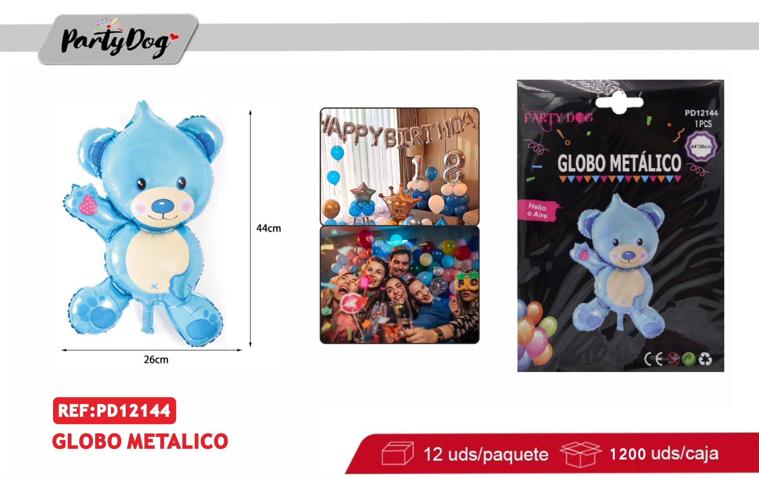 MINI GLOBO METALICO OSO AZUL