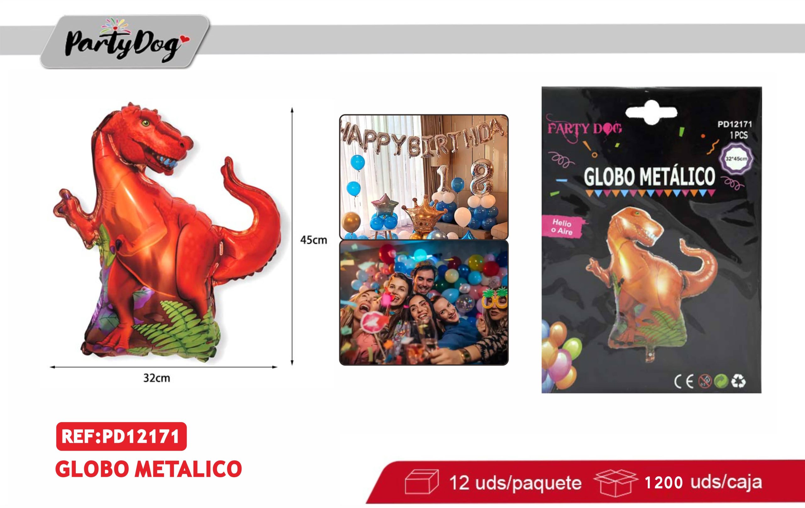 MINI GLOBO METALICO DINOSAURIO