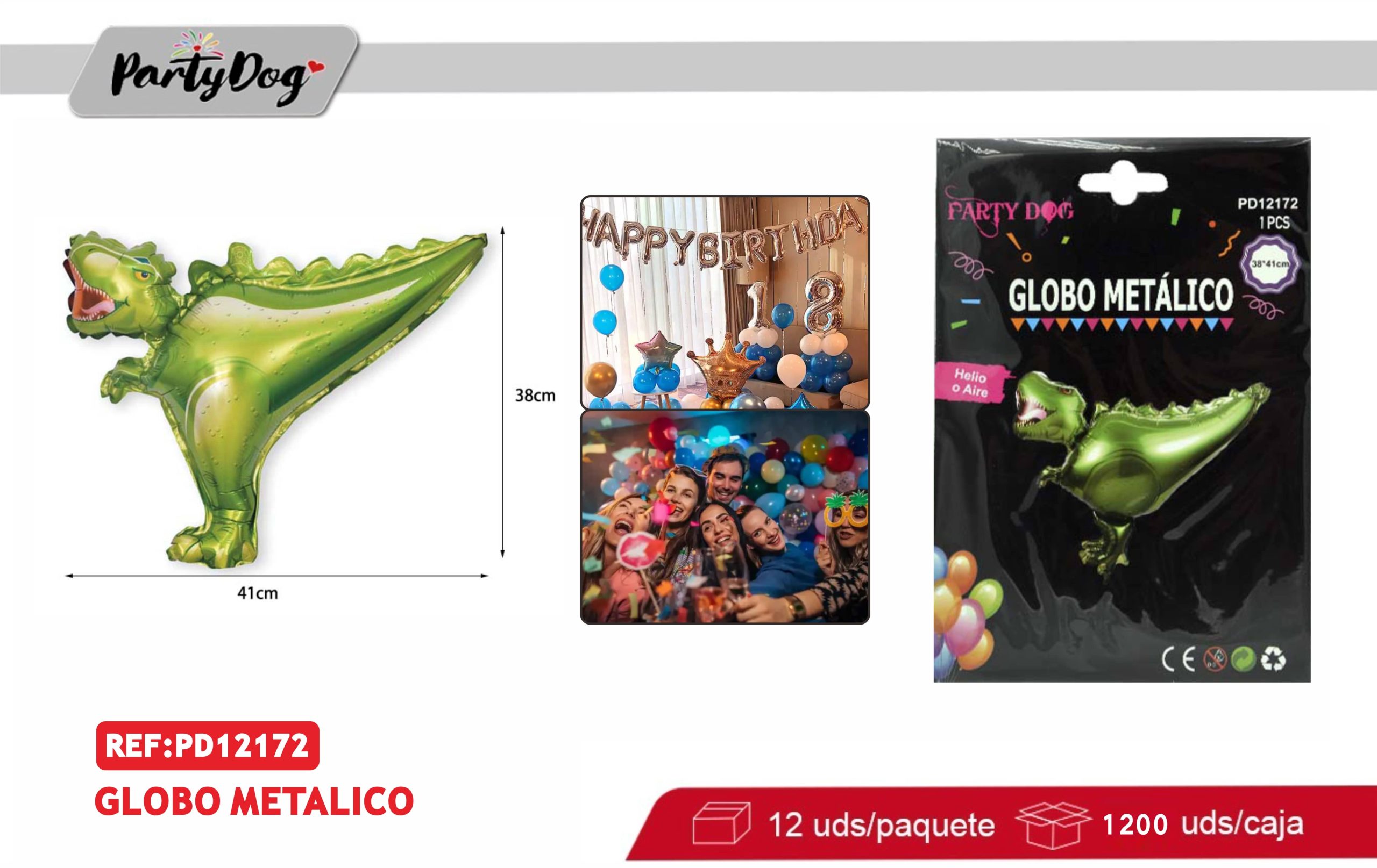 MINI GLOBO METALICO DINOSAURIO