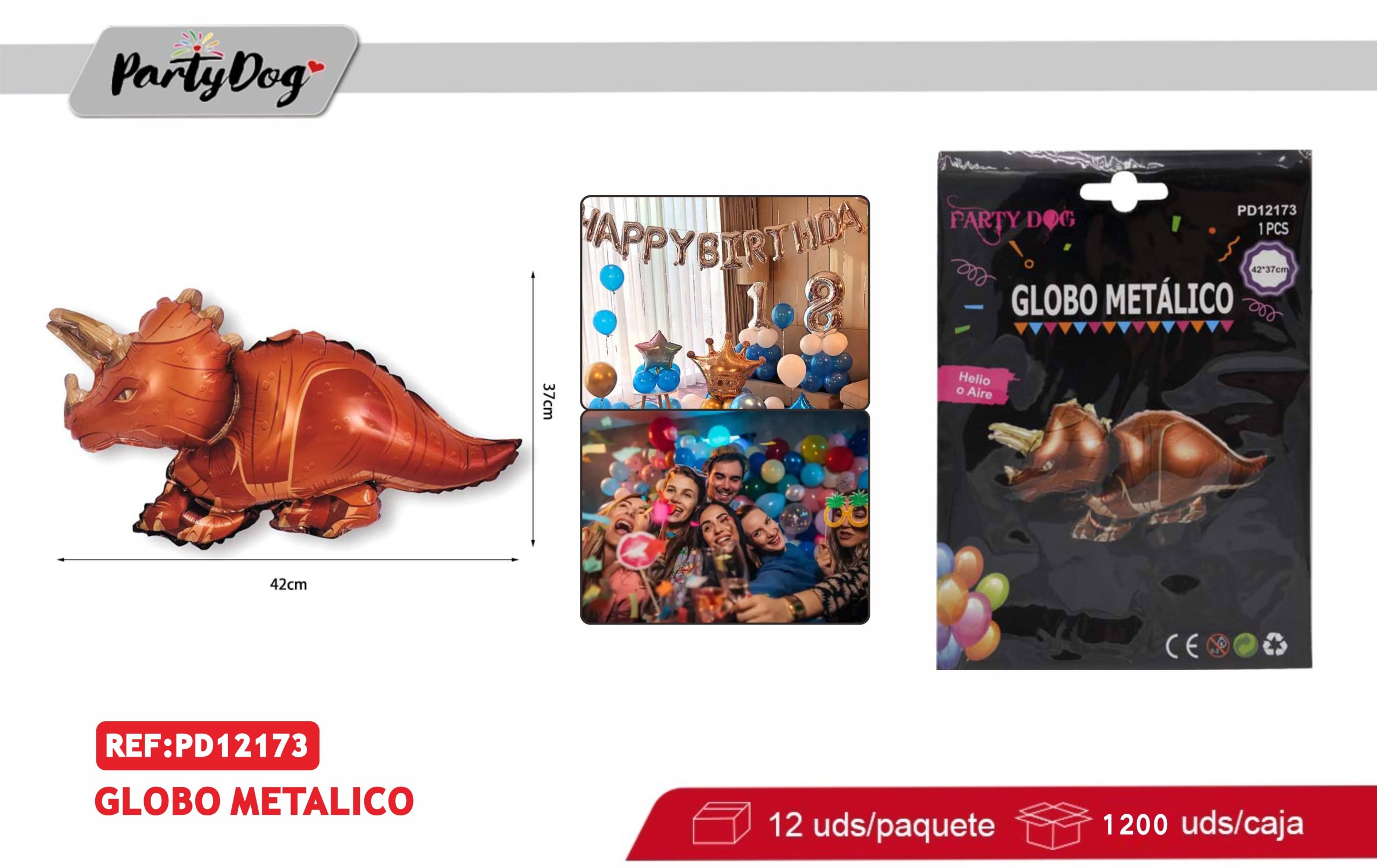 MINI GLOBO METALICO DINOSAURIO