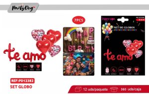 SET GLOBOS METALICO TE AMO
