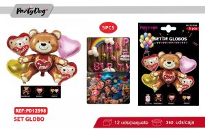 SET DE GLOBOS METALICOS OSITO 5PCS