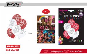 SET DE GLOBOS LATEX TE AMO 6PCS
