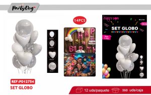 SET DE GLOBOS CORAZON BLANCO 15PCS
